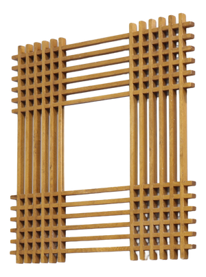 Vintage Italian Wooden Mirror by Ettore Sottsass, 1960