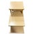 Rare Mid-Century Modern blonde laminate three tier side tables with brass ferrule tapered legs. The tabletop surfaces are...