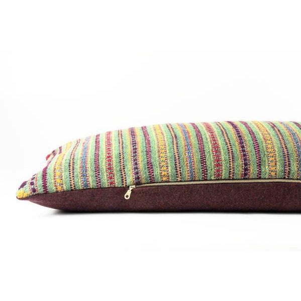 Green Woven Boho Lumbar Pillow Chairish