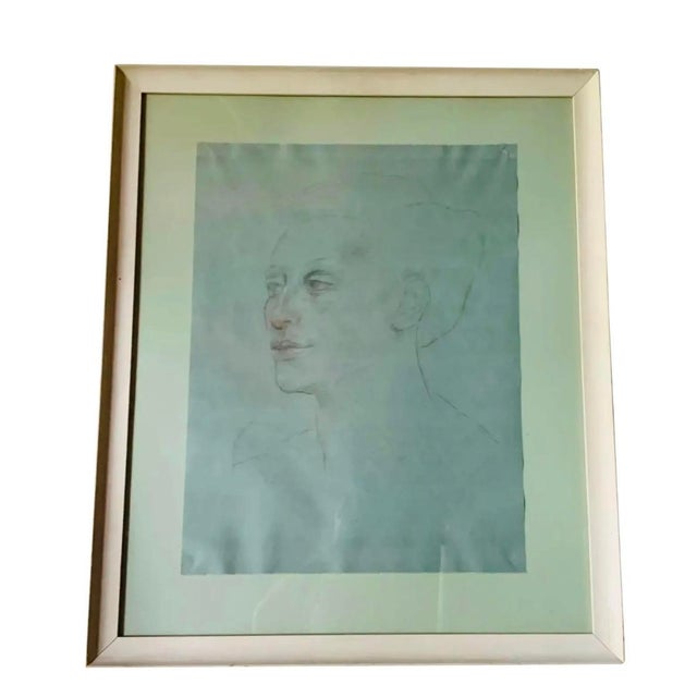 1960s Portrait Drawing of a Woman, Gallery Framed For Sale - Image 17 of 17