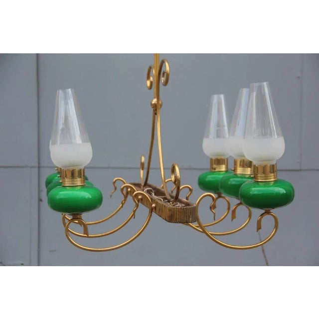Mid-Century Modern Mid-Century Italian Brass Chandelier, 1950s For Sale - Image 3 of 12