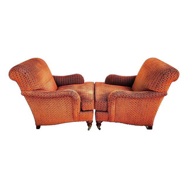 Robert Allen Club Chairs Plush English Pair For Sale