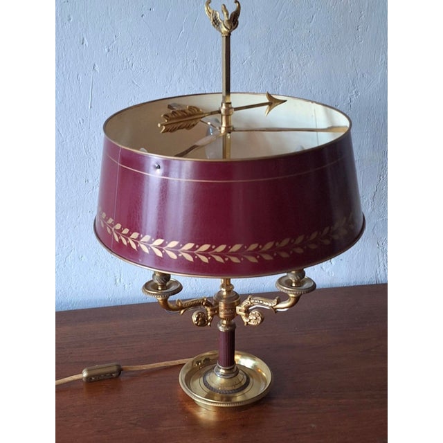 Mid-Century Modern French Brass Table Lamp from Maison Lucien Gau For Sale - Image 11 of 14