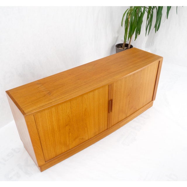 Danish Mid-Century Modern Teak Credenza Tambour Doors Hutch For Sale - Image 12 of 12