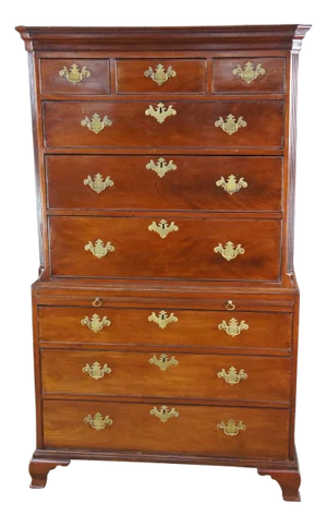 Antique American Chippendale Mahogany Chest on Chest Highboy Dresser
