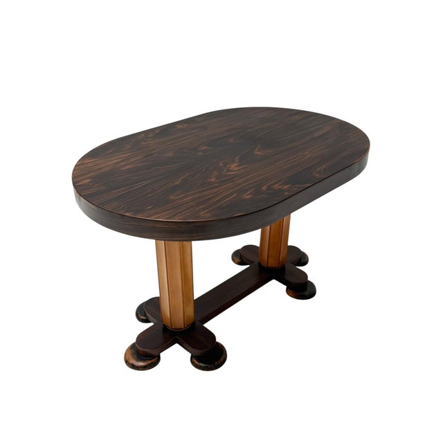 Wood Art Deco Oval Center Table by Gebroeders Reens, 1930s For Sale - Image 7 of 13