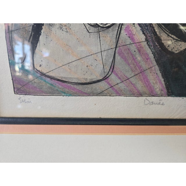 1950s Vintage 1954 Signed Abstract Lithograph For Sale - Image 5 of 9
