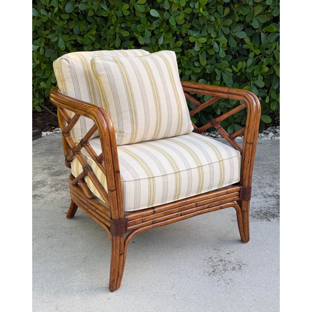 Ivory Tommy Bahama Island Estate Faux Bamboo Club Chair For Sale - Image 8 of 12