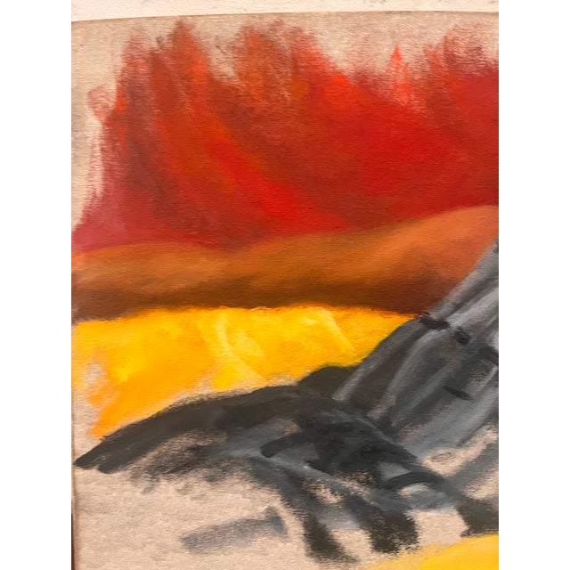 Sculpture Materials Vintage Original Modernist Figurative Painting Reclining Woman Red Yellow Abstract Art Mid Century For Sale - Image 7 of 8