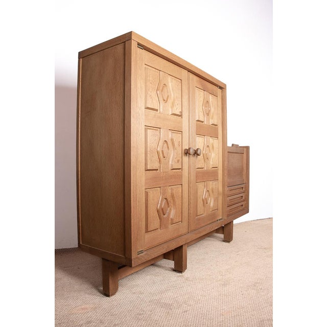 Double Buffet in Oak with Earthenware Tiles by Boleslaw Danikowski for Guillerme et Chambron / Votre Maison, 1960s For Sale - Image 14 of 18