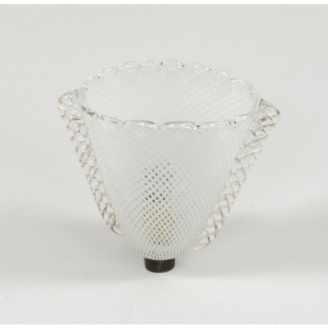 Mid-Century Wall Sconce in Brass and Reticello Glass by Venini, Italy, 1950s For Sale - Image 4 of 9