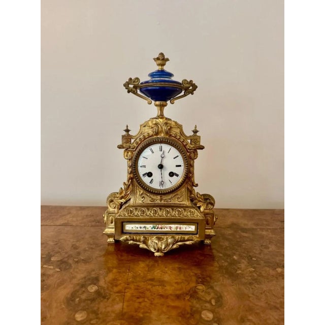 Metal Antique French Ormolu Mantle Clock, 1860s For Sale - Image 7 of 7