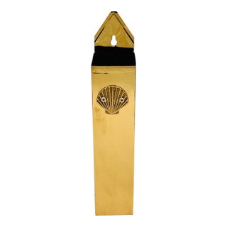 Vintage Brass Wall Mounted Match Stick Holder With Scallop Shell For Sale