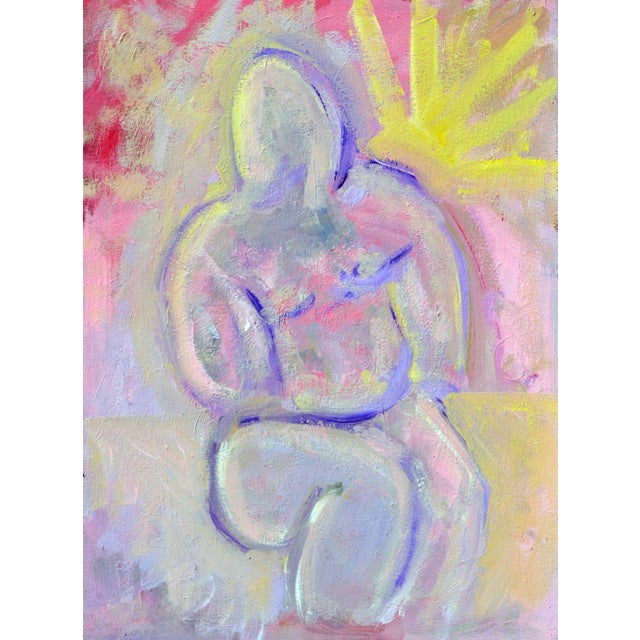 Abstract Expressionist "Figure in Pink" Oil on Masonite Daniel Fuentes 1999 For Sale