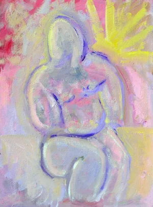 Abstract Expressionist "Figure in Pink" Oil on Masonite Daniel Fuentes 1999