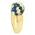 Blue-Sapphire Diamond 18k Yellow Gold Sphere Ring Size 8.5 For Sale