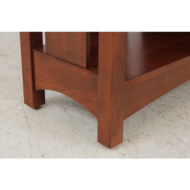 Wood Stickley Arts & Crafts Inlaid Cherry Open Bookshelf For Sale - Image 7 of 18