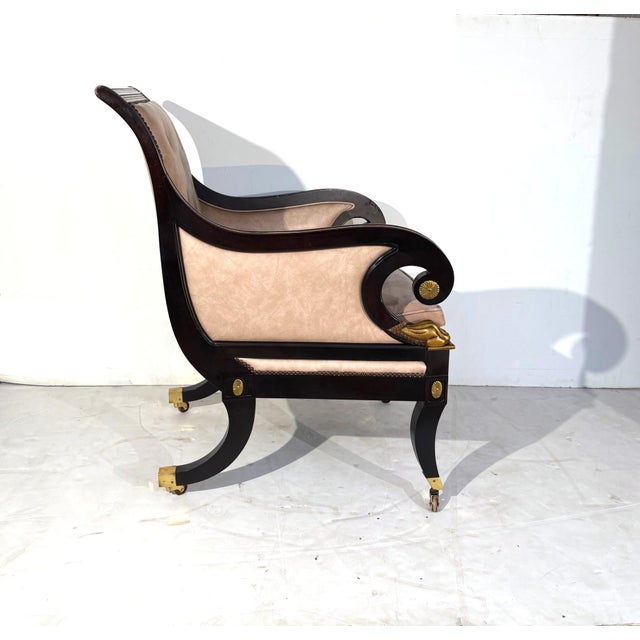 Classical Roman Classical Style Leather Armchairs by Baker - Set of 2 For Sale - Image 3 of 9