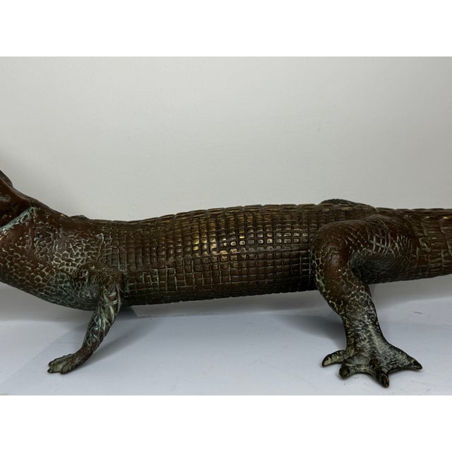 Bronze French Early 20th Century Bronze Crocodile Fountain Head Garden Outdoor Sculpture After Antoine-Louis Barye For Sale - Image 8 of 18