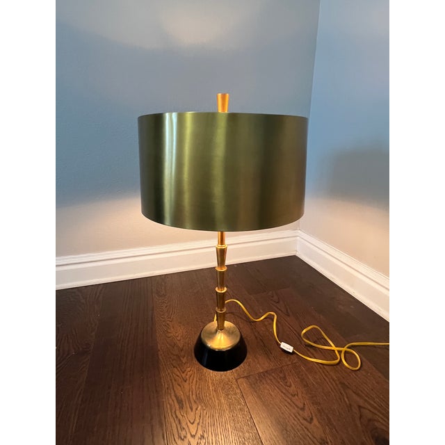 Mid-Century Modern Global Views Brass Lamp With Brass Shade For Sale - Image 3 of 10