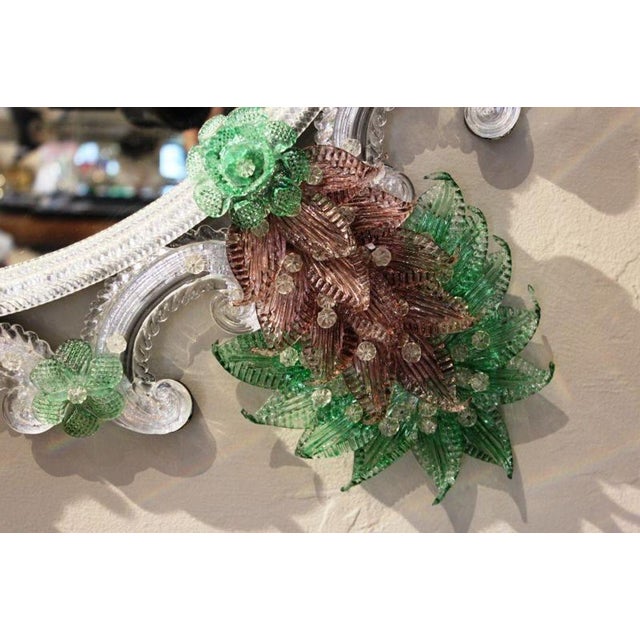Contemporary Fratelli Barbini - Green Venetian Mirror For Sale - Image 3 of 7