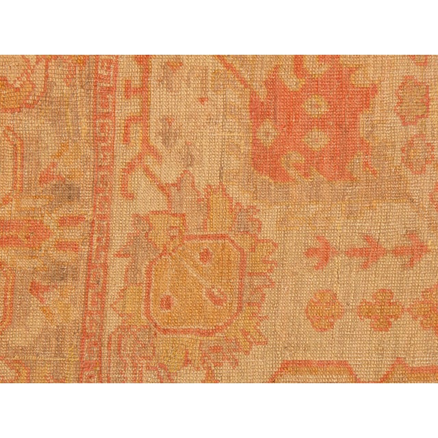 Antique Turkish Oushak Carpet, Handmade Oriental Rug, Gold, Taupe, Shrimp Coral For Sale - Image 9 of 11