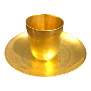 Bavarian Golden Cup & Porcelain Saucer, Germany, 1960s, Set of 2 For Sale