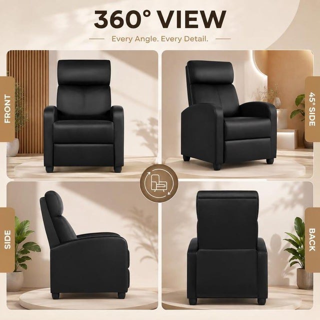 Pu Leather Recliner Chair With Lumbar Support | Swivel, Reclining Living Room Sofa For Sale - Image 4 of 9