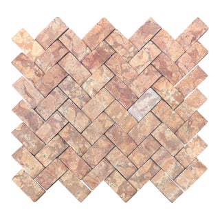 Rosso Verona Marble Honed 1" X 2" Herringbone Mosaic For Sale