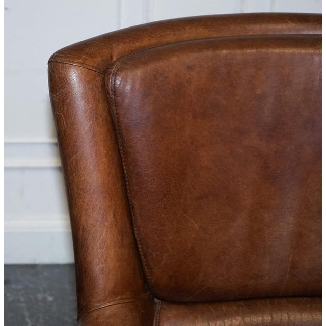 Vintage Brown Heritage Leather Reading Lounge Armchair in the style of Halo and Timothy Oulton For Sale - Image 10 of 16