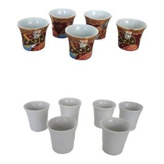 1950s Japanese Porcelain Lithophane Sake Cups - Set of 11 For Sale
