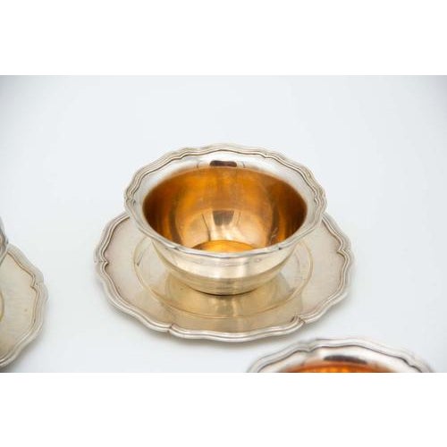 Silver Wash Basins with Plates, Set of 6, in Very Good conditions. Designed 1920 to 1949 This piece has an attribution...