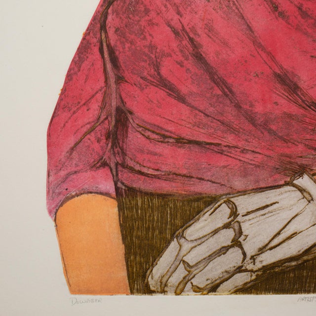 The American School Ruth Leaf, Dowager, Embossed Screenprint, Etching, Artist Proof Signed For Sale - Image 3 of 5