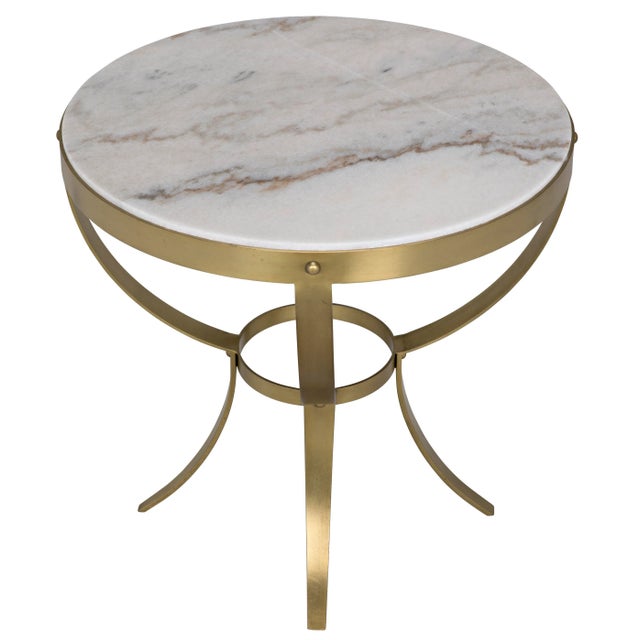 Contemporary NOIR Byron Side Table in Antique Brass and Stone For Sale - Image 3 of 6