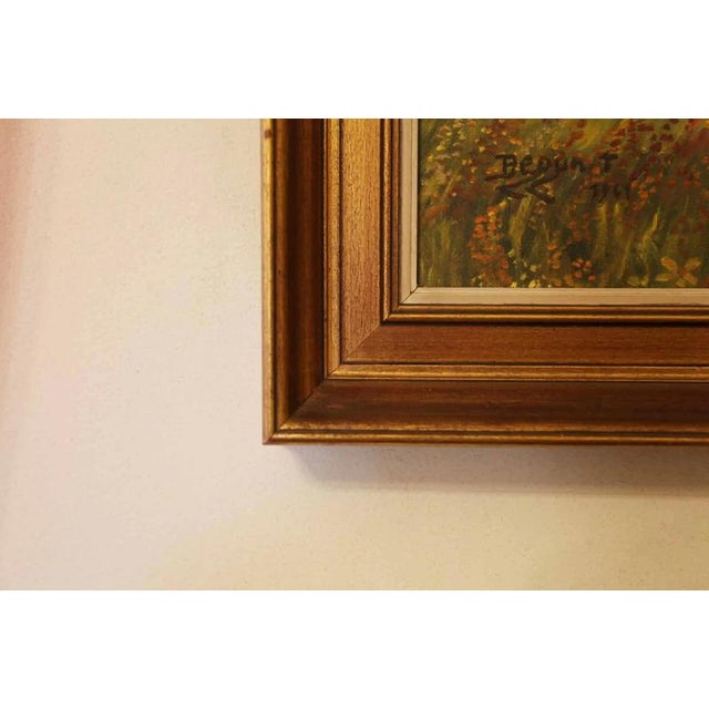Large naive painting by a Belgian painter. Oil on canvas. Nice wooden frame. Excellent condition. The painting is signed...