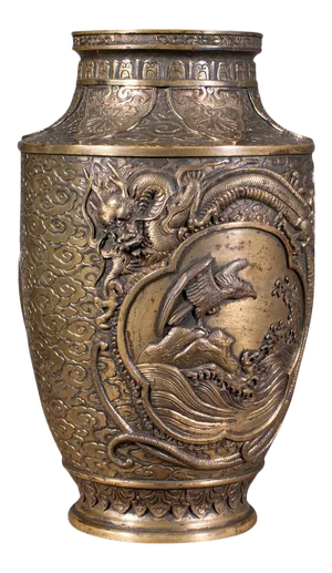 1900s Large Antique Victorian Japanese Decorative Bronze Vase