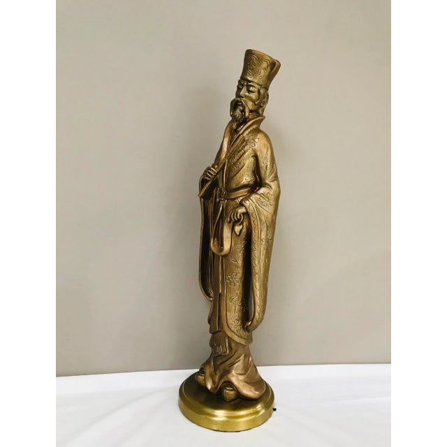 Hollywood Regency Gilded Chinoiserie Statue Wise Man For Sale - Image 4 of 9