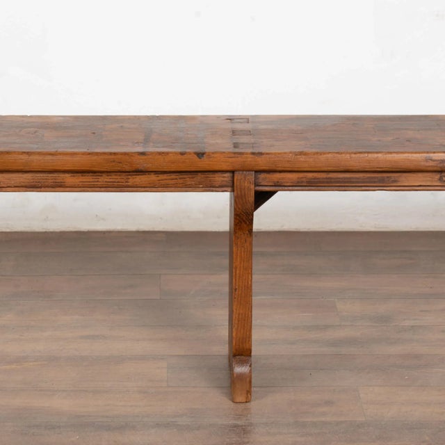 19th Century Rustic Long Pine Backless Bench From Hungary For Sale - Image 12 of 17