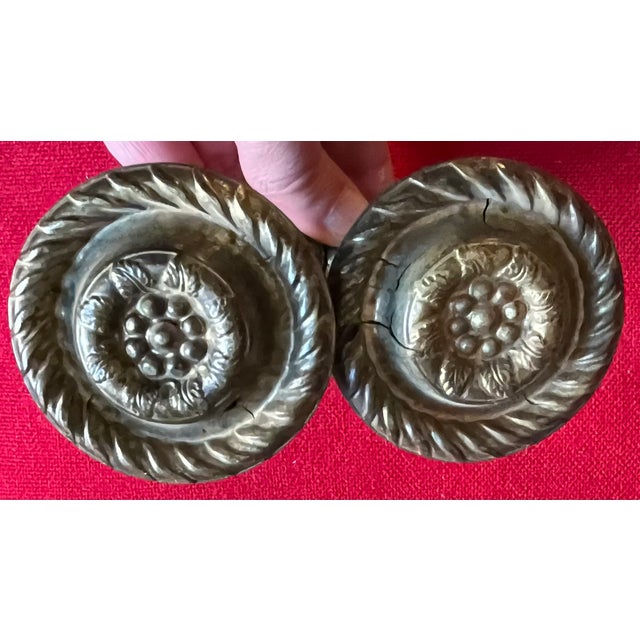 19th Century Antique Early 19th Century American Federal Neoclassical Brass Mirror Supports or Drapery Curtain Tie Backs 1810 - 1820 - A Pair For Sale - Image 5 of 15