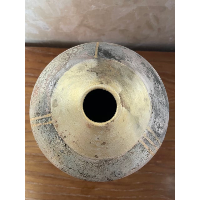 1990s Vintage Postmodern Studio Pottery Pastel Raku Vase For Sale - Image 5 of 8