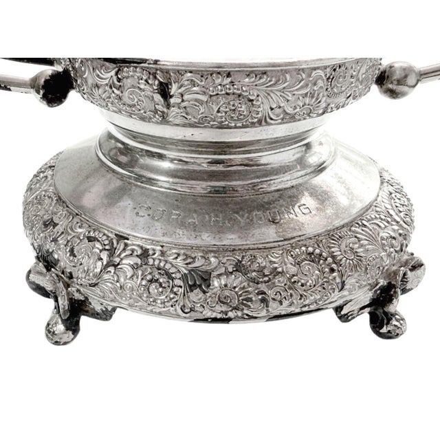 Antique 19th Century Victorian Cranberry Glass & Wilcox Silver Plate Co. Bride's Basket For Sale - Image 6 of 8