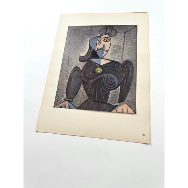 Mid-Century Modern Vintage Pablo Picasso Limited Edition Print Femme en Costume Noir (Woman in Black Dress or Buste De Femme en Noir) 1950 Cubist Portrait For Sale - Image 3 of 10