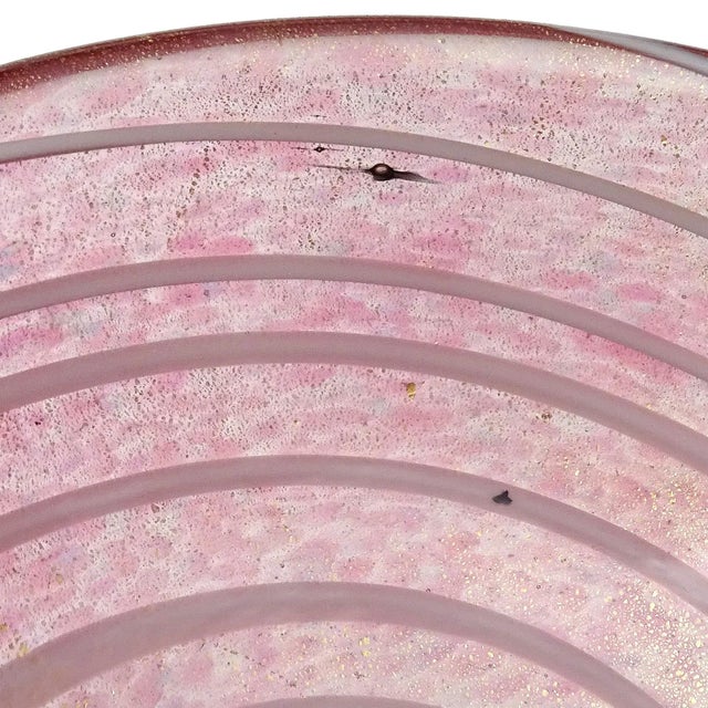 Vintage Barbini Murano Pink White Swirl Gold Flecks Italian Art Glass Decorative Ring Bowl Vide Poche For Sale In Orlando - Image 6 of 7