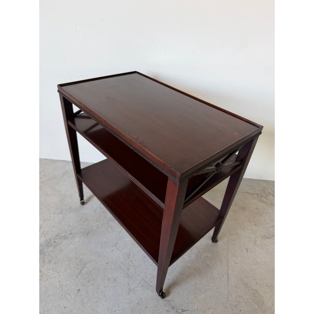 1960s French Hollywood Regency Three-Tier Mahogany Side Table For Sale In Miami - Image 6 of 12