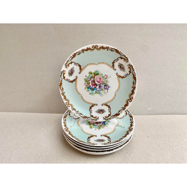 Vintage Bavarian Porcelain Floral Decor Dessert Snack Plates from Seltmann Weiden, 1960s, Set of 6 For Sale - Image 4 of 7