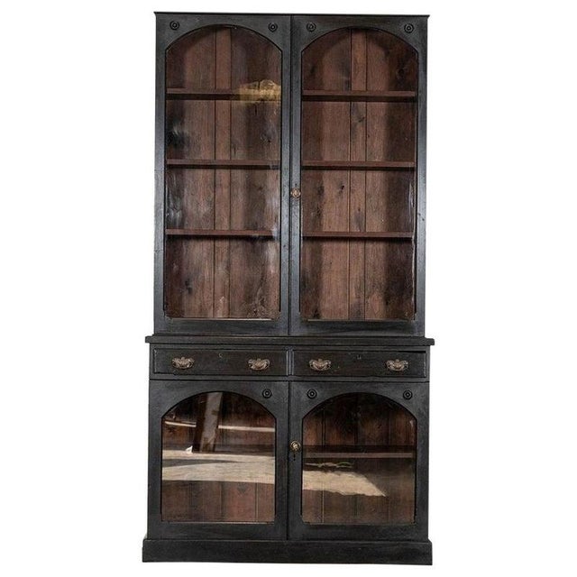 Antique English Ebonised Mahogany Glazed Bookcase, 1880 For Sale - Image 17 of 17