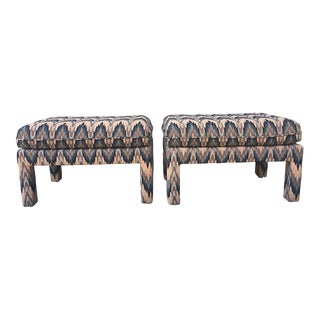 1990s Ikat Ottomans- a Pair For Sale