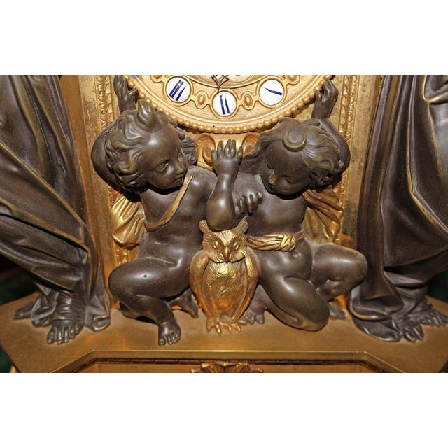Bronze Vincenti & Cie 19th Century French Bronze Mantel Clock Design by v. Paillard For Sale - Image 8 of 18