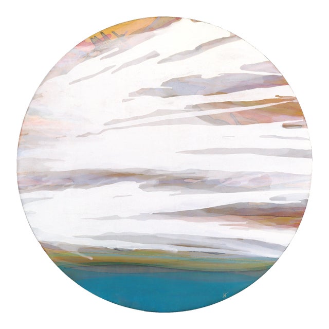 Windswept - Original Serene Abstract Skyscape Acrylic and Gold Leaf Painting For Sale