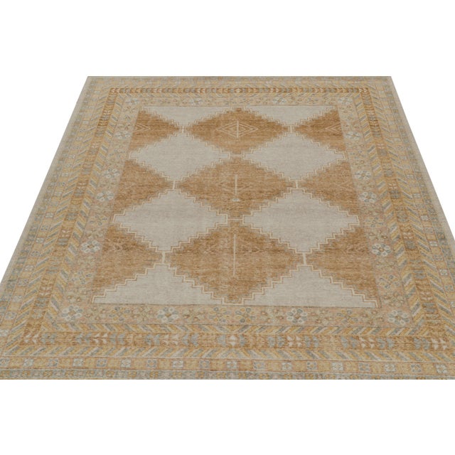 2010s Rug & Kilim’s Distressed Tribal Style Rug in Gold, Gray and Blue Patterns For Sale - Image 5 of 7